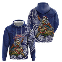 Samoa Christmas Hoodie Santa Riding Sea Turtle