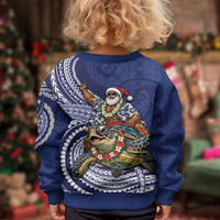 Samoa Christmas Kid Ugly Christmas Sweater Santa Riding Sea Turtle DT05 - Polynesian Pride