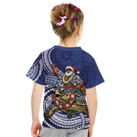 Samoa Christmas Kid T Shirt Santa Riding Sea Turtle DT05 - Polynesian Pride