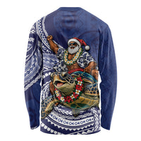 Samoa Christmas Long Sleeve Shirt Santa Riding Sea Turtle DT05 - Polynesian Pride