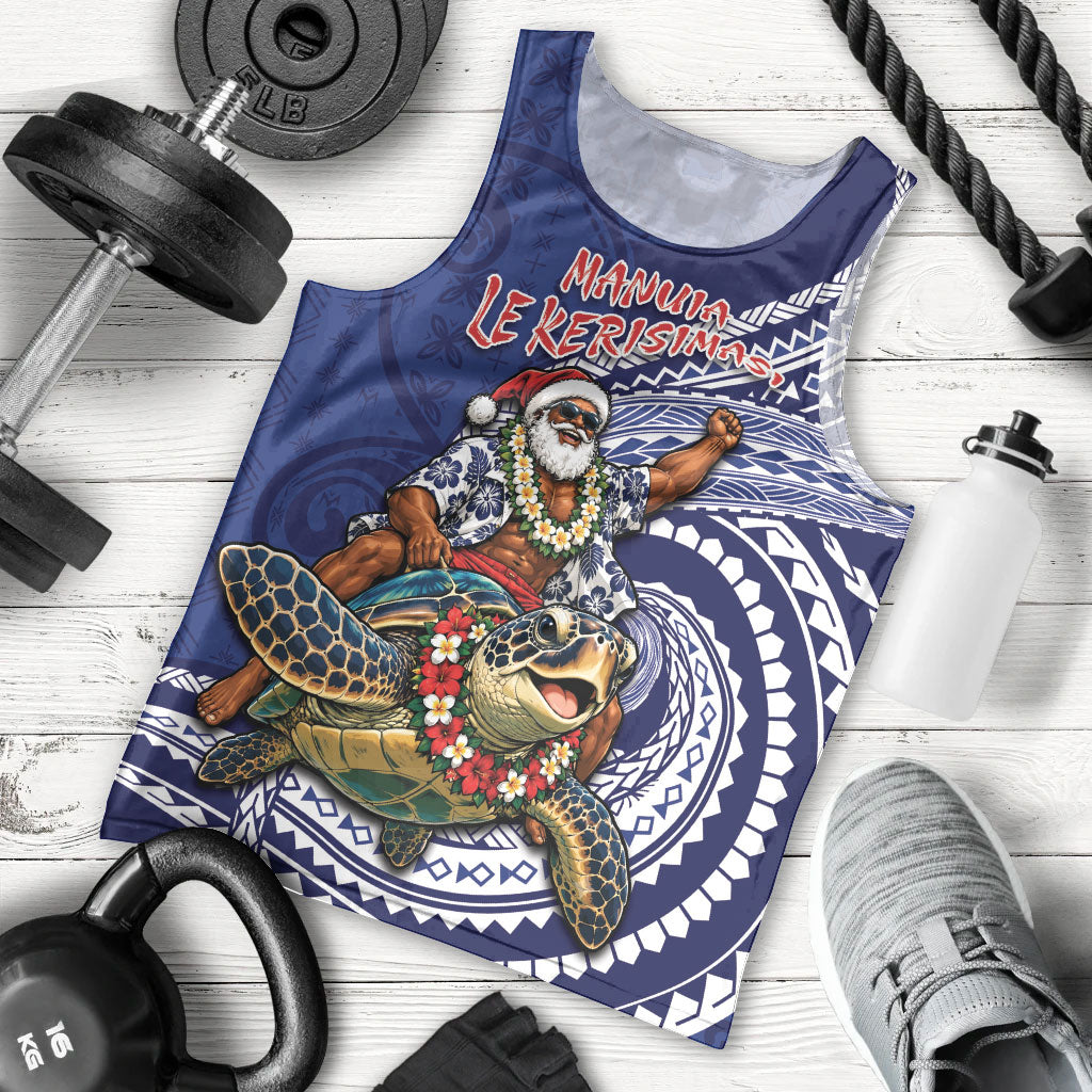 Samoa Christmas Men Tank Top Santa Riding Sea Turtle DT05 - Polynesian Pride
