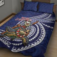 Samoa Christmas Quilt Bed Set Santa Riding Sea Turtle