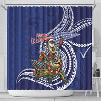 Samoa Christmas Shower Curtain Santa Riding Sea Turtle DT05 - Polynesian Pride