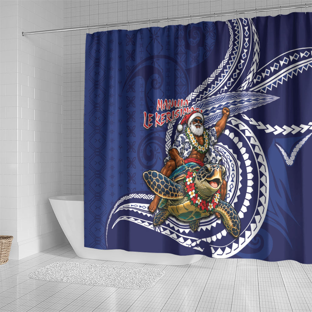 Samoa Christmas Shower Curtain Santa Riding Sea Turtle DT05 - Polynesian Pride