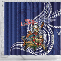 Samoa Christmas Shower Curtain Santa Riding Sea Turtle DT05 - Polynesian Pride