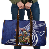 Samoa Christmas Travel Bag Santa Riding Sea Turtle DT05 Navy - Polynesian Pride