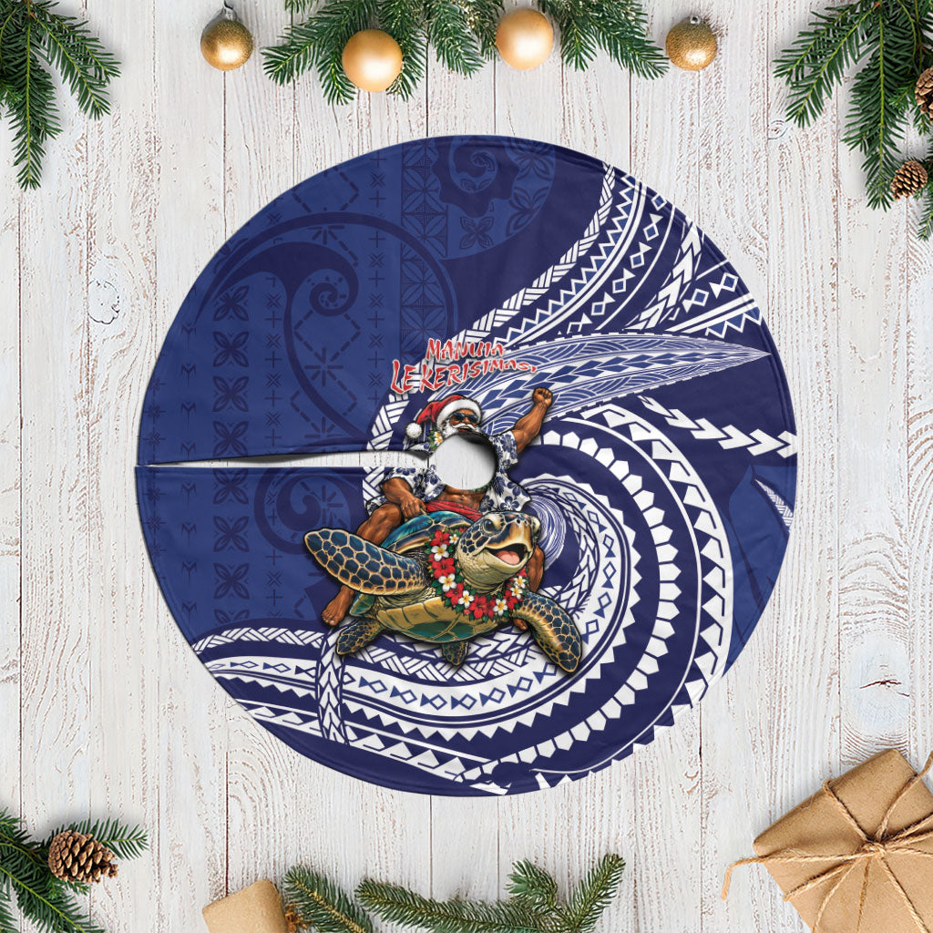 Samoa Christmas Tree Skirt Santa Riding Sea Turtle