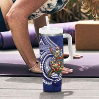 Samoa Christmas Tumbler With Handle Santa Riding Sea Turtle DT05 - Polynesian Pride