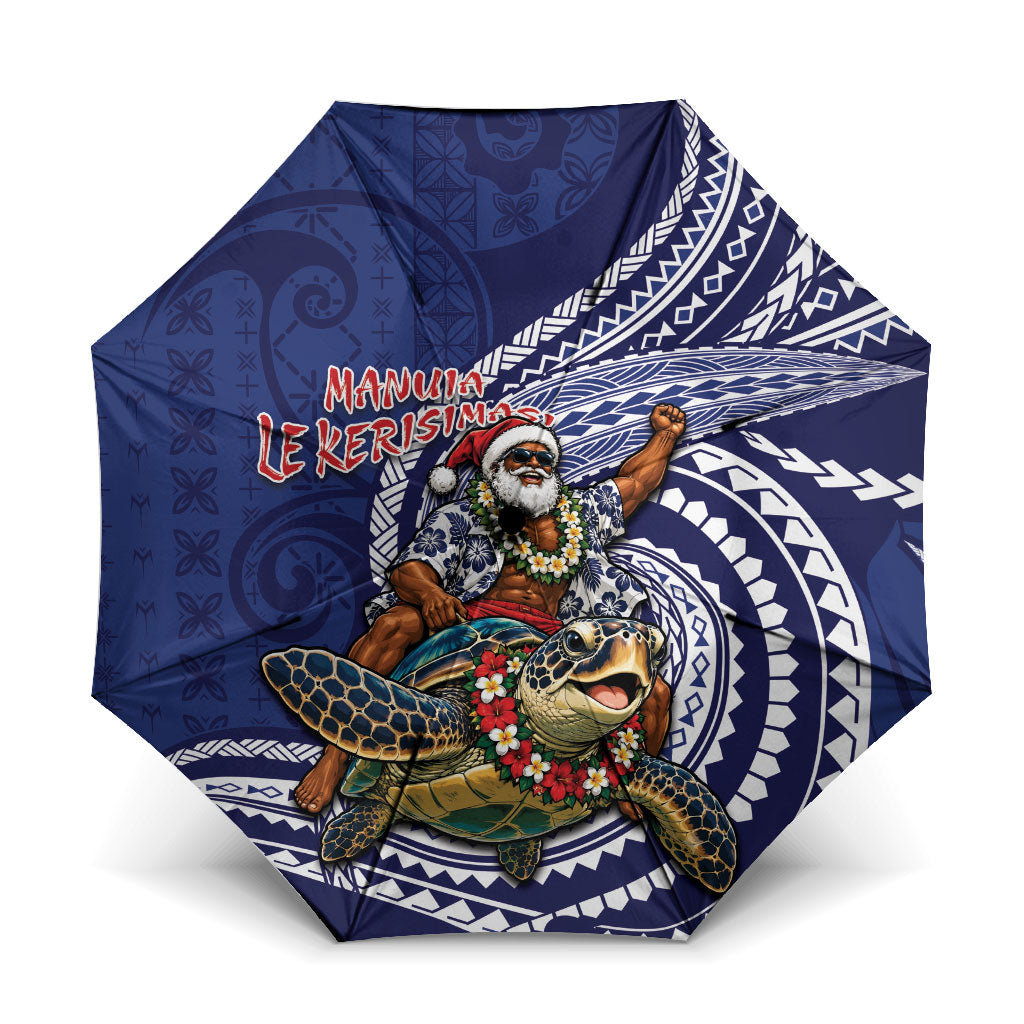 Samoa Christmas Umbrella Santa Riding Sea Turtle