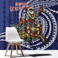 Samoa Christmas Window Curtain Santa Riding Sea Turtle DT05 - Polynesian Pride