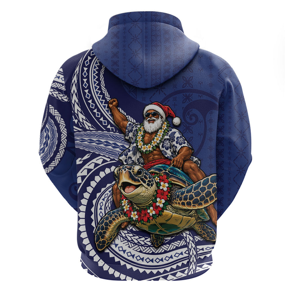 Samoa Christmas Zip Hoodie Santa Riding Sea Turtle DT05 - Polynesian Pride