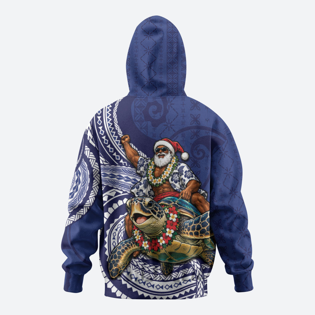 Samoa Christmas Zip Hoodie Santa Riding Sea Turtle DT05 - Polynesian Pride