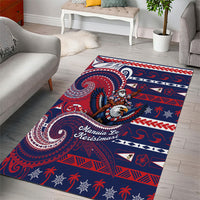American Samoa Christmas Area Rug Santa Riding Bald Eagle
