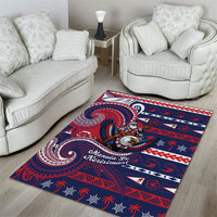 American Samoa Christmas Area Rug Santa Riding Bald Eagle
