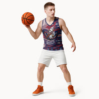 American Samoa Christmas Basketball Jersey Santa Riding Bald Eagle DT05 - Polynesian Pride