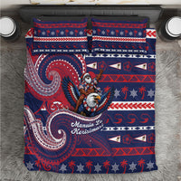 American Samoa Christmas Bedding Set Santa Riding Bald Eagle