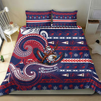 American Samoa Christmas Bedding Set Santa Riding Bald Eagle