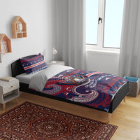 American Samoa Christmas Bedding Set Santa Riding Bald Eagle