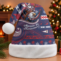 American Samoa Christmas Santa Hat Santa Riding Bald Eagle DT05 Without Fur Navy - Polynesian Pride
