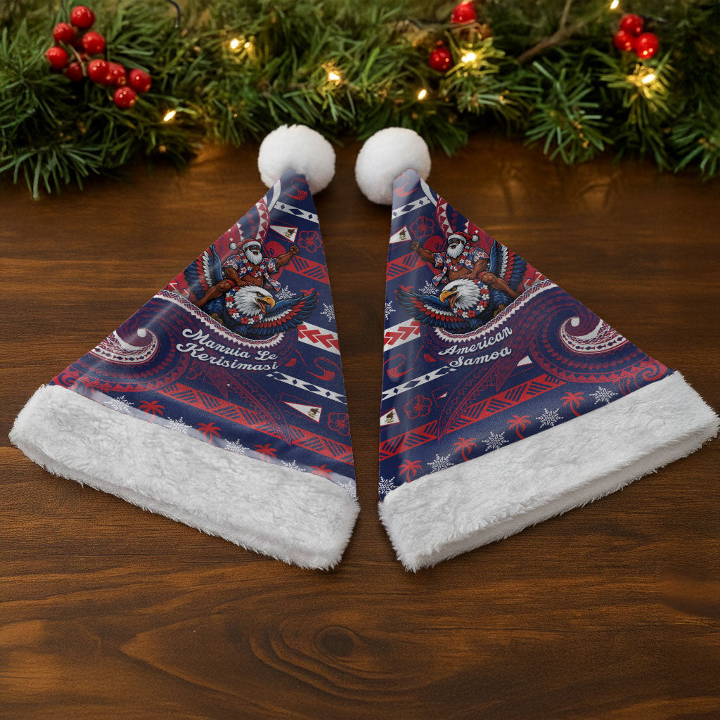 American Samoa Christmas Santa Hat Santa Riding Bald Eagle DT05 - Polynesian Pride
