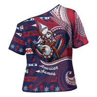 American Samoa Christmas Cross Shoulder Shirt Santa Riding Bald Eagle DT05 - Polynesian Pride