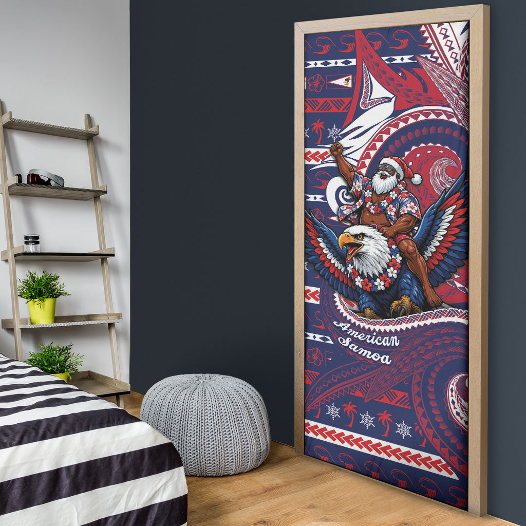 American Samoa Christmas Door Cover Santa Riding Bald Eagle DT05 - Polynesian Pride