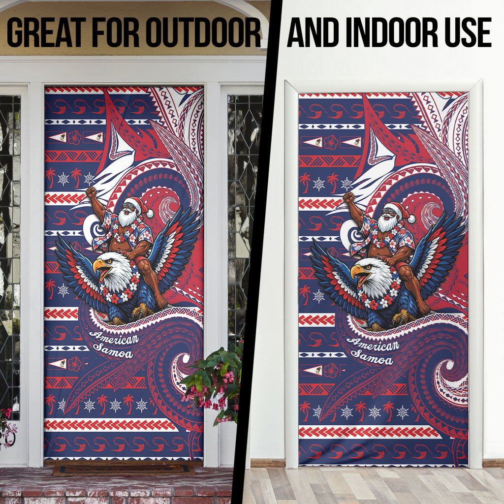 American Samoa Christmas Door Cover Santa Riding Bald Eagle DT05 - Polynesian Pride