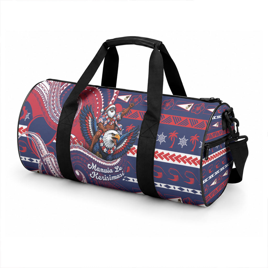 American Samoa Christmas Duffle Bag Santa Riding Bald Eagle DT05 - Polynesian Pride