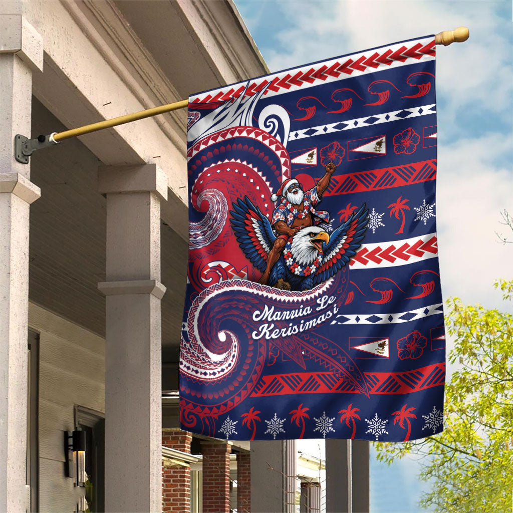 American Samoa Christmas Garden Flag Santa Riding Bald Eagle