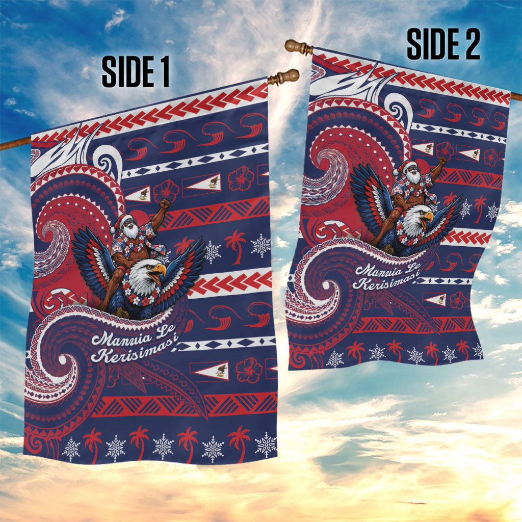 American Samoa Christmas Garden Flag Santa Riding Bald Eagle