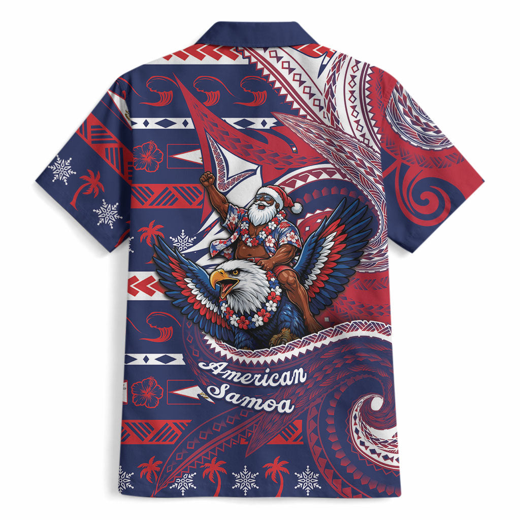 American Samoa Christmas Hawaiian Shirt Santa Riding Bald Eagle DT05 - Polynesian Pride