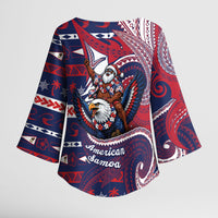 American Samoa Christmas Kimono Sleeve Blouse Santa Riding Bald Eagle DT05 - Polynesian Pride
