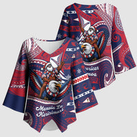 American Samoa Christmas Kimono Sleeve Blouse Santa Riding Bald Eagle DT05 - Polynesian Pride