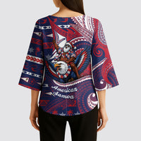 American Samoa Christmas Kimono Sleeve Blouse Santa Riding Bald Eagle DT05 - Polynesian Pride