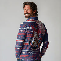 American Samoa Christmas Long Sleeve Polo Shirt Santa Riding Bald Eagle DT05 - Polynesian Pride