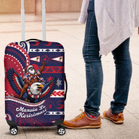American Samoa Christmas Luggage Cover Santa Riding Bald Eagle DT05 Navy - Polynesian Pride