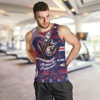 American Samoa Christmas Men Tank Top Santa Riding Bald Eagle DT05 Navy - Polynesian Pride
