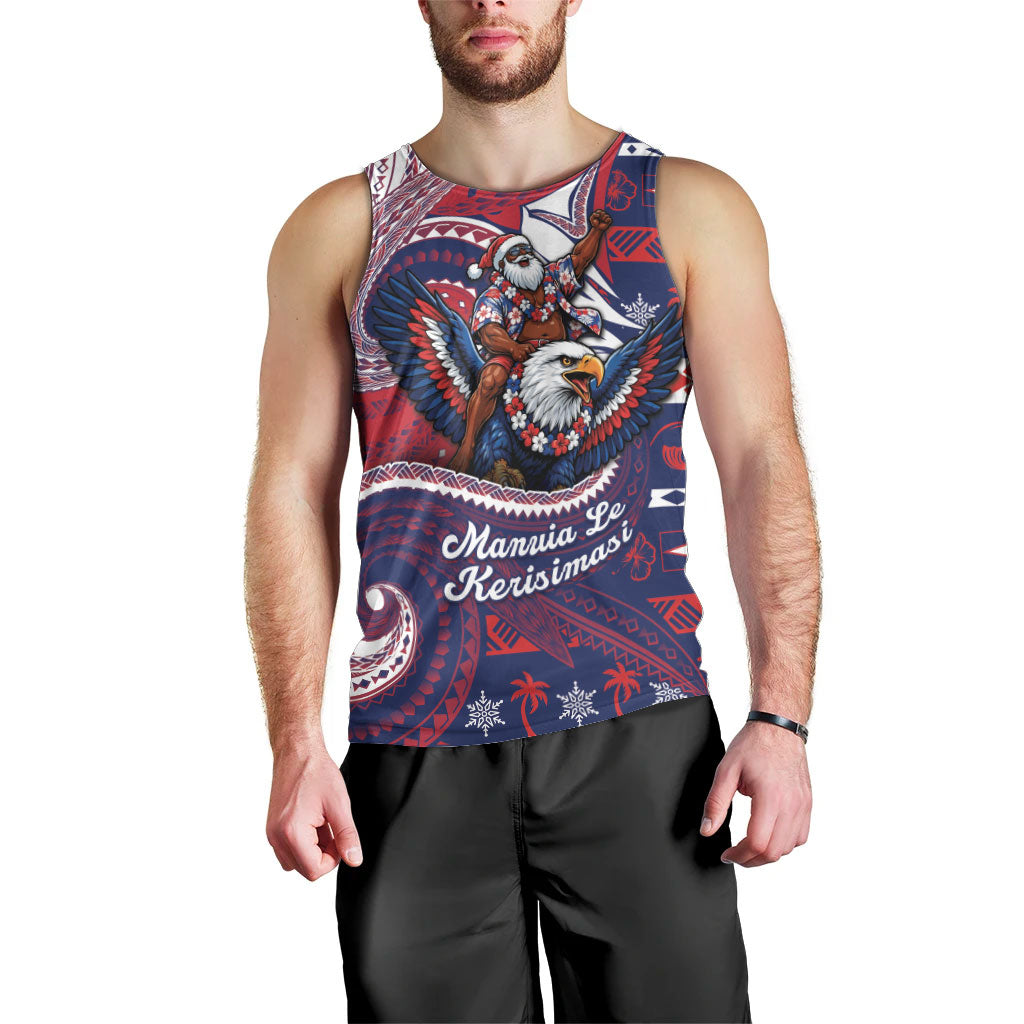 American Samoa Christmas Men Tank Top Santa Riding Bald Eagle DT05 - Polynesian Pride