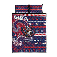 American Samoa Christmas Quilt Bed Set Santa Riding Bald Eagle