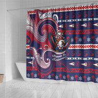 American Samoa Christmas Shower Curtain Santa Riding Bald Eagle DT05 - Polynesian Pride