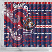 American Samoa Christmas Shower Curtain Santa Riding Bald Eagle DT05 - Polynesian Pride