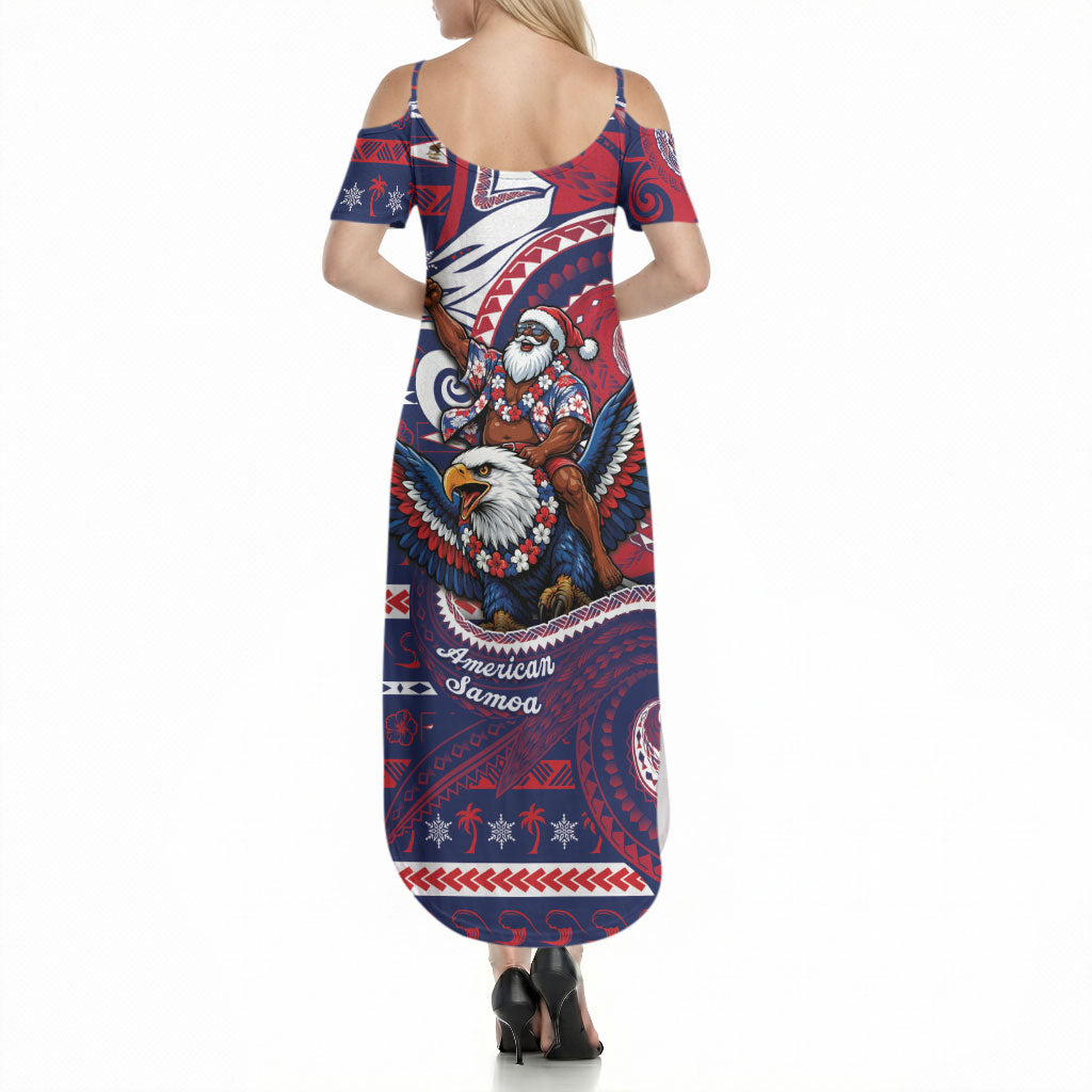American Samoa Christmas Summer Maxi Dress Santa Riding Bald Eagle DT05 - Polynesian Pride