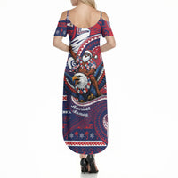 American Samoa Christmas Summer Maxi Dress Santa Riding Bald Eagle DT05 - Polynesian Pride