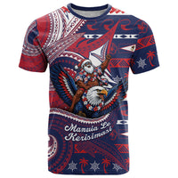 American Samoa Christmas T Shirt Santa Riding Bald Eagle DT05 Navy - Polynesian Pride
