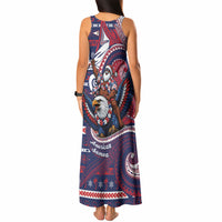 American Samoa Christmas Tank Maxi Dress Santa Riding Bald Eagle