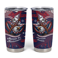 American Samoa Christmas Tumbler Cup Santa Riding Bald Eagle DT05 Navy - Polynesian Pride