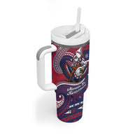 American Samoa Christmas Tumbler With Handle Santa Riding Bald Eagle DT05 - Polynesian Pride