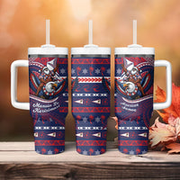 American Samoa Christmas Tumbler With Handle Santa Riding Bald Eagle DT05 - Polynesian Pride