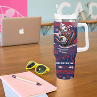 American Samoa Christmas Tumbler With Handle Santa Riding Bald Eagle DT05 - Polynesian Pride