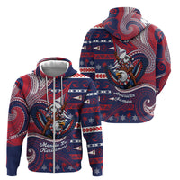American Samoa Christmas Zip Hoodie Santa Riding Bald Eagle DT05 - Polynesian Pride